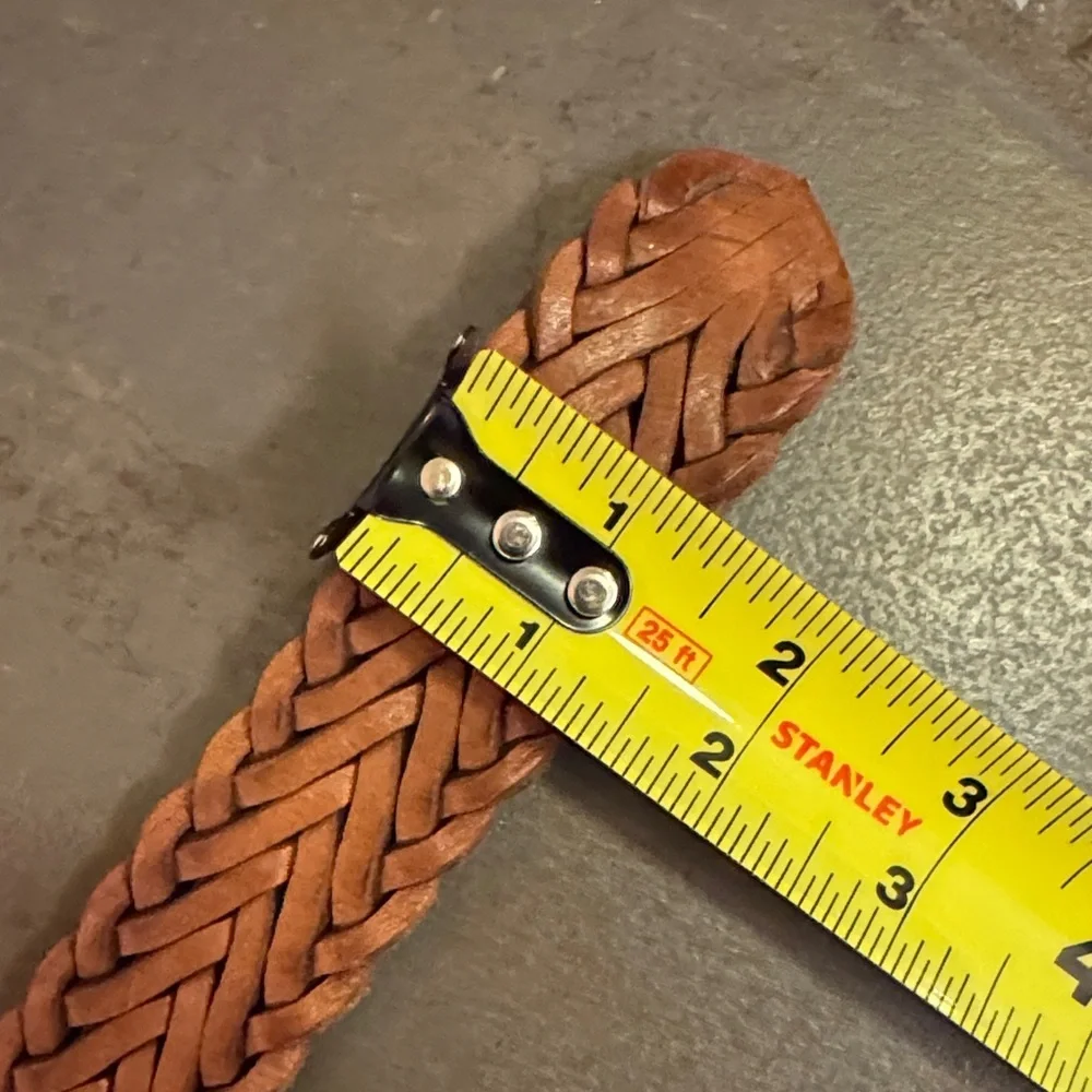 Moroccan Woven Leather Belt Brown NWOT Boho Braided Handcrafted 51” Artisan Belt